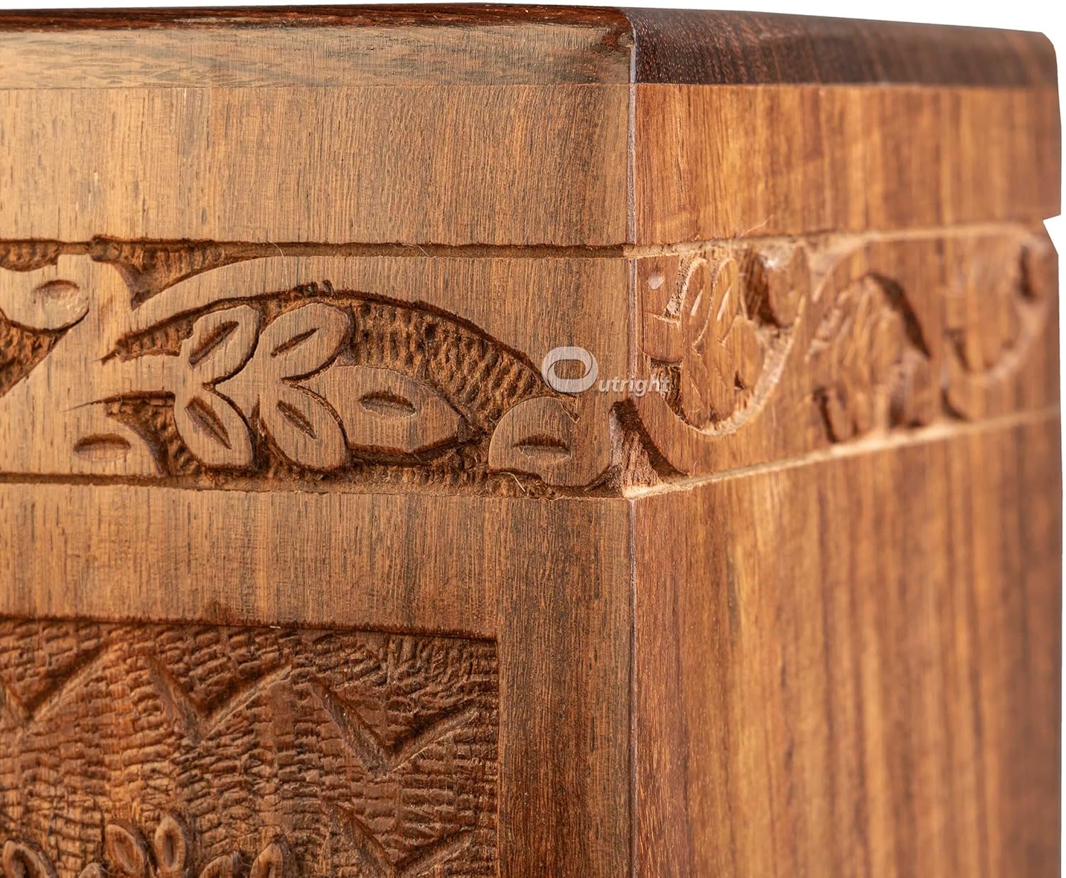 Outright Cremation Urns for Adult Human Ashes - Adult Large Wooden Urn Handcrafted for Funeral and Burial - Tree of Life Memorial Burial for Male and Female (Natural, L, 6.25 x 6.25 x 11.25 inches)