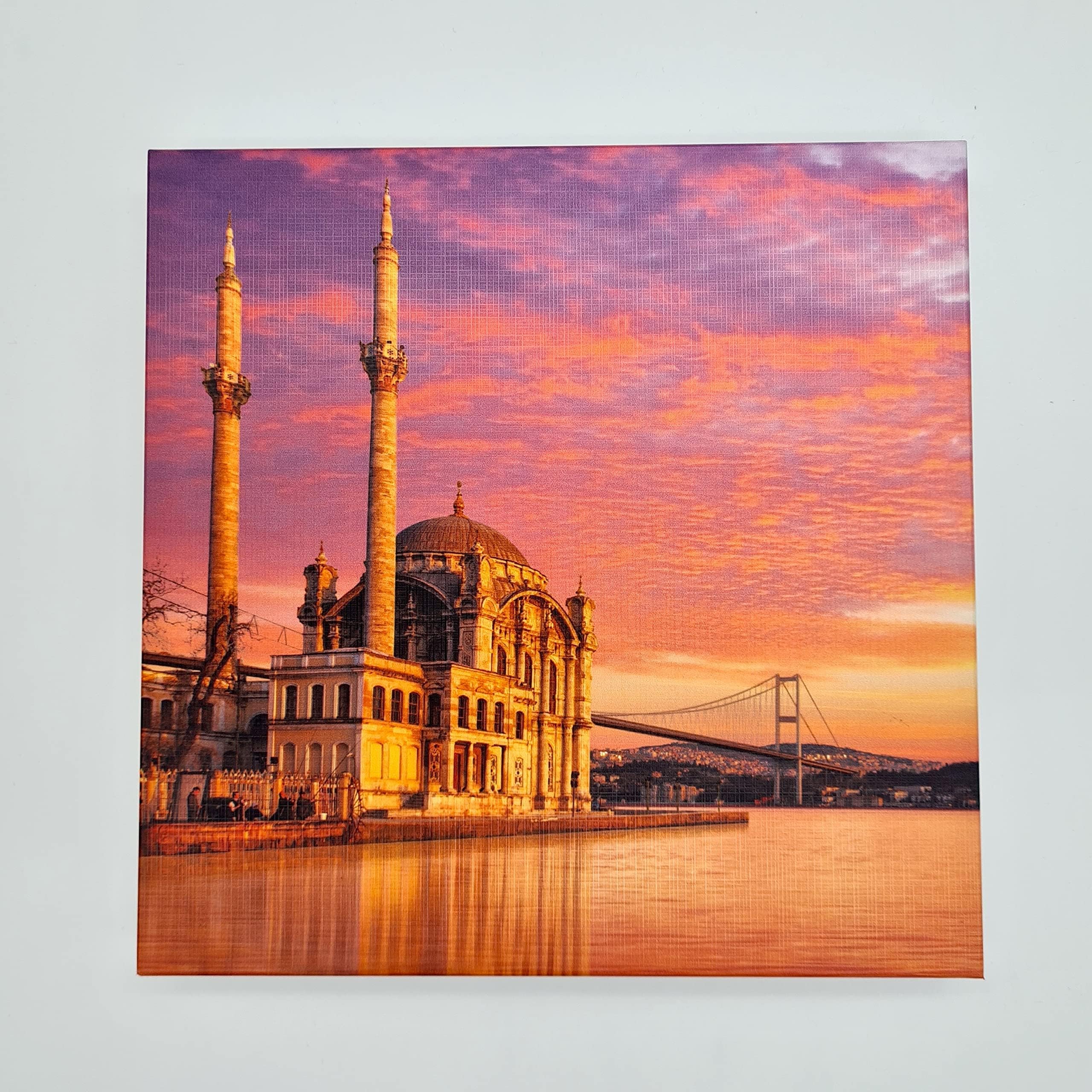 Studio Manhattan Art+Design Art Block 10x10 inches Ortakoy Mosque Istanbul Abstract Art Modern Framed Ink Canvas Wall Art for Bedroom Living Room Home Office Wall Decor Picture Artwork Ready to Hang