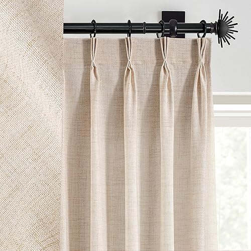 DriftAway Cortinas plisadas de lino semitransparentes con textura de casa de campo sólidas y rústicas modernas para sala de estar y dormitorio, 2