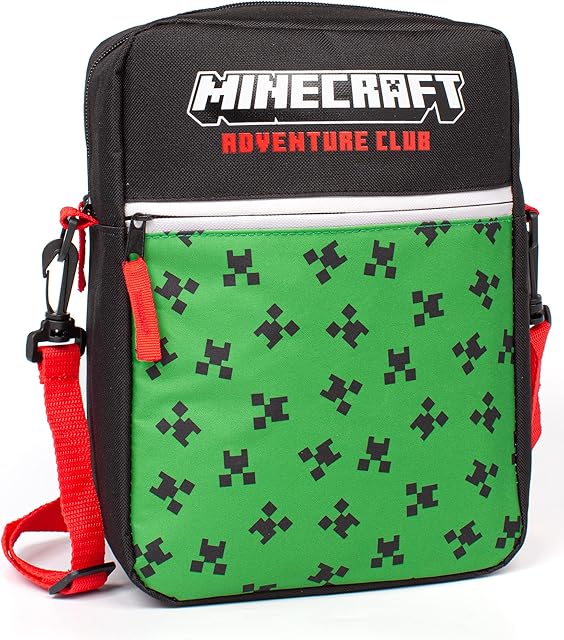Minecraft Bag for Kids | Boys Girls Creeper Face Crossbody Handbag | Game Merchandise with Adjustable Strap One Size