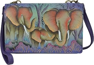 Women's Hand-Painted Genuine Leather 4-In-1 Organizer Crossbody/Belt Bag/Clutch/Wristlet