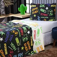 Colcha Dupla Face Estampada Solteiro – Kit Cobre Leito com 2 Peças, Colorido, Confortável e Fácil de Lavar (Solteiro, Game)