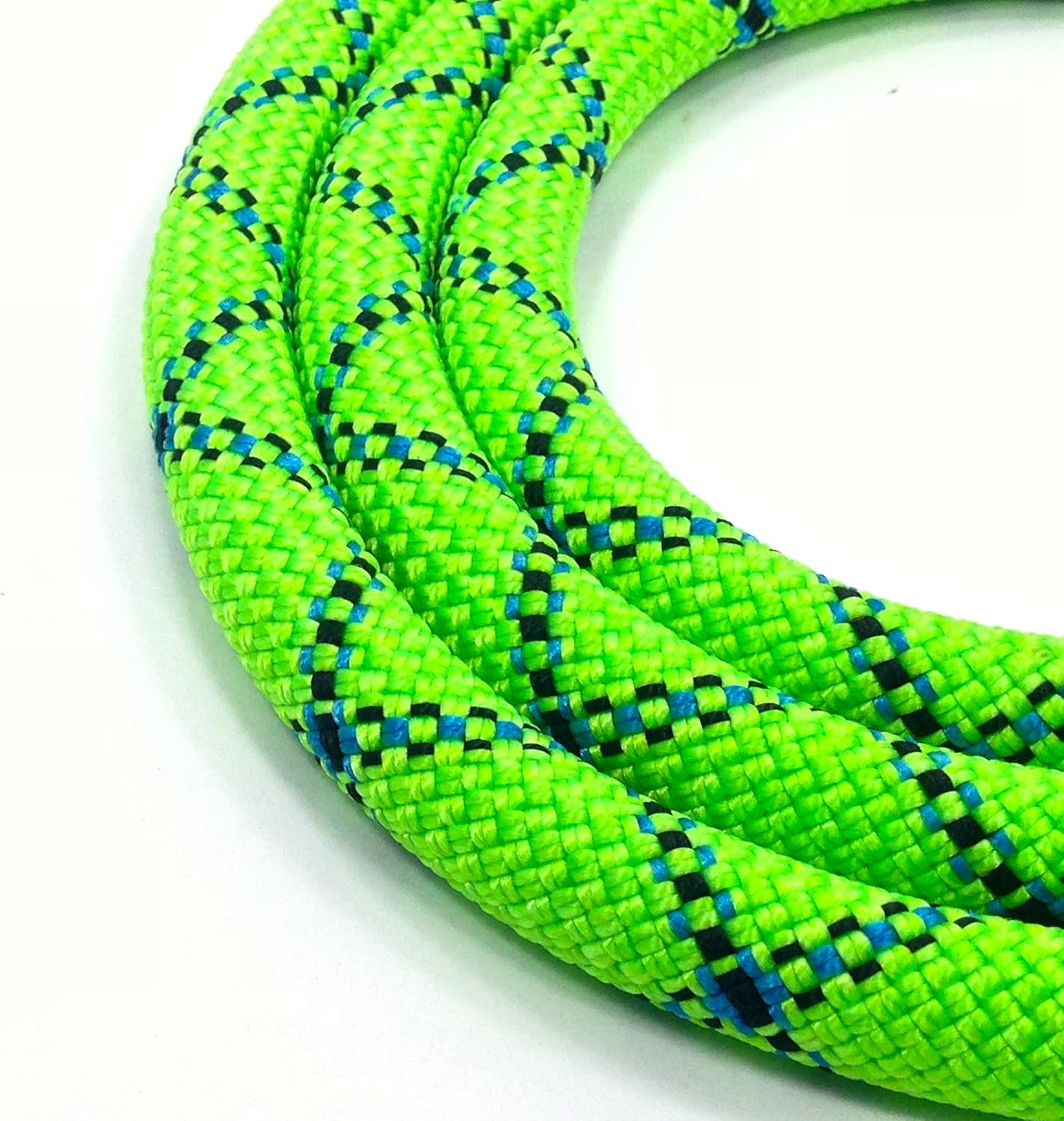 Heavy Duty, Recycled Rock Climbing Rope Dog Leash, Rock Dog (Green with Blue and Black Stripes, 6 Foot)