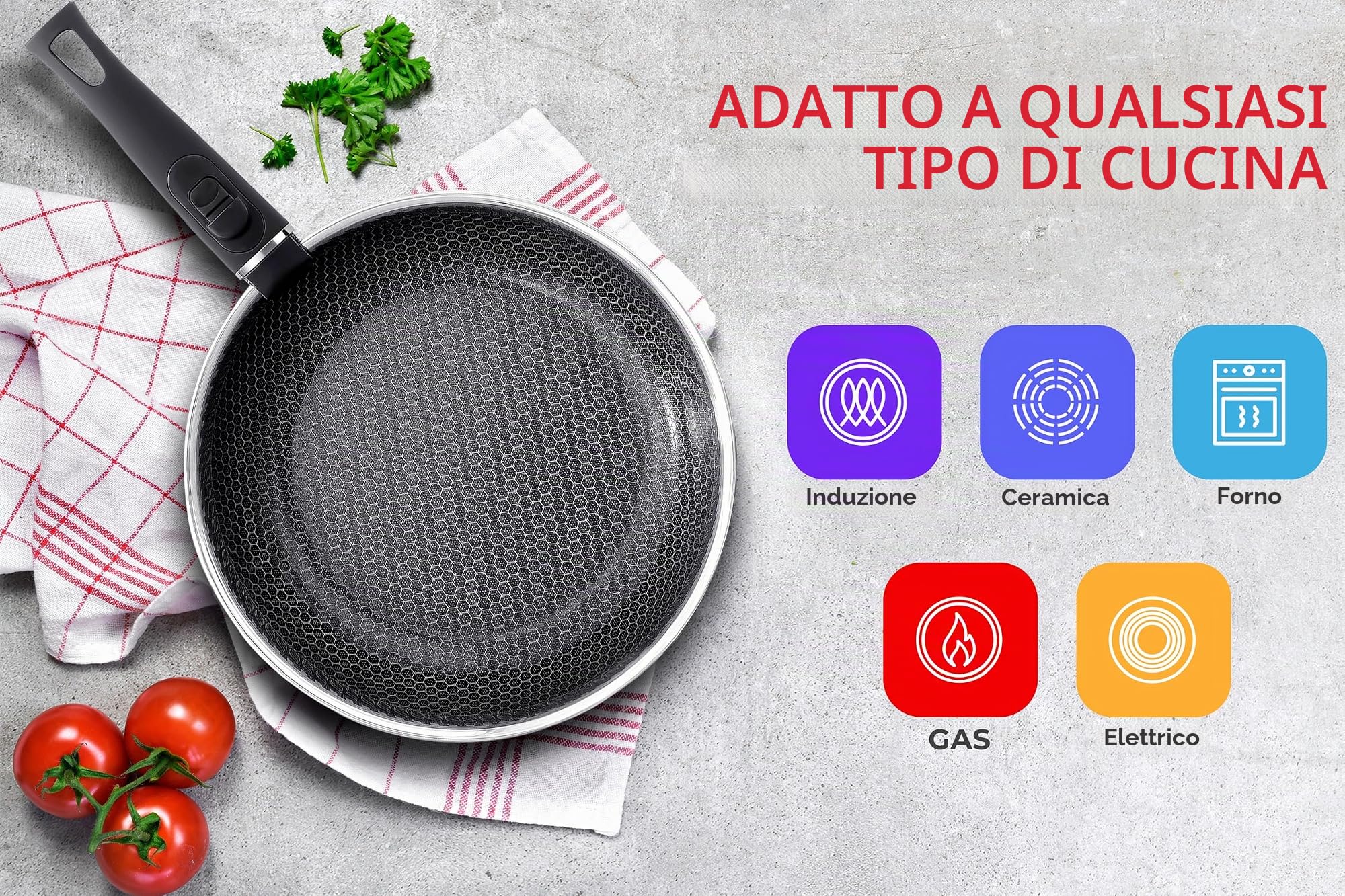 Set di pentole con manico intelligente rimovibile, 8 pezzi, set di pentole da campeggio impilabili, pentole e padelle salvaspazio, set da cucina in acciaio inossidabile, padella profonda 28 cm 4,5 l