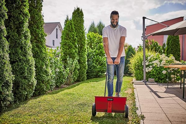 Einhell Lawn and Garden Spreader, 12L, 45cm Scatter Width, Impact-Resistant Plastic Housing, Adjustable Distribution Rate, Lawn Spreader For Grass Seed, Feed and Fertiliser GC-SR 12 - 2