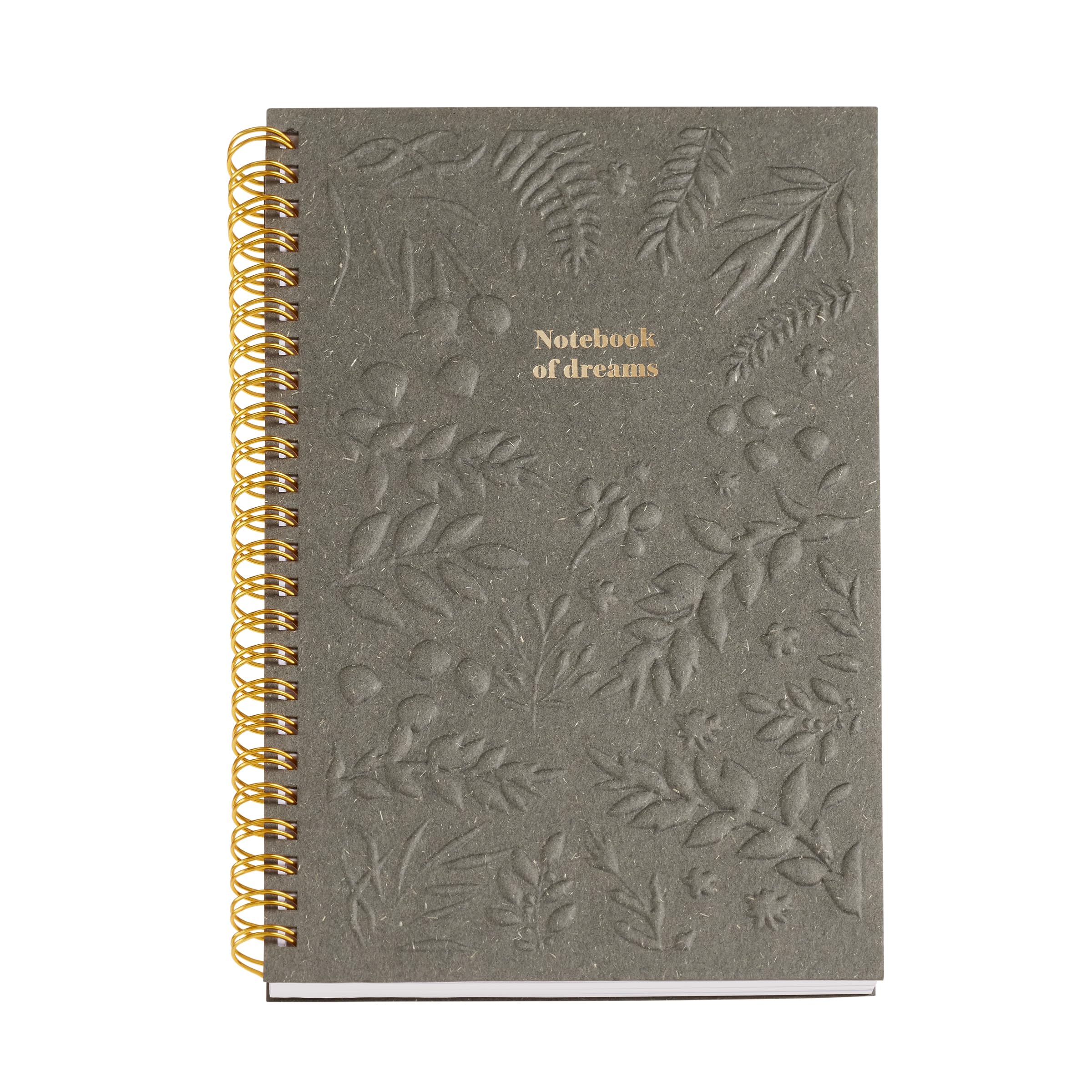 Miquelrius - A5 notebook (146 x 214 mm), A5 notebook with 80 ruled sheets of 80 g/m², ivory paper, A5 plain notebook with engraved cardboard cover, double spiral gold, beautiful stationery