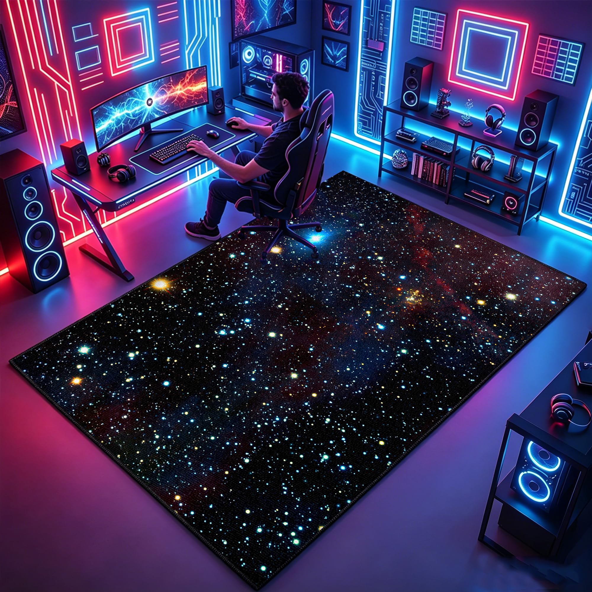 Tapis de salon pour enfants et ados idéal pour chambre de gamer avec motif 3D