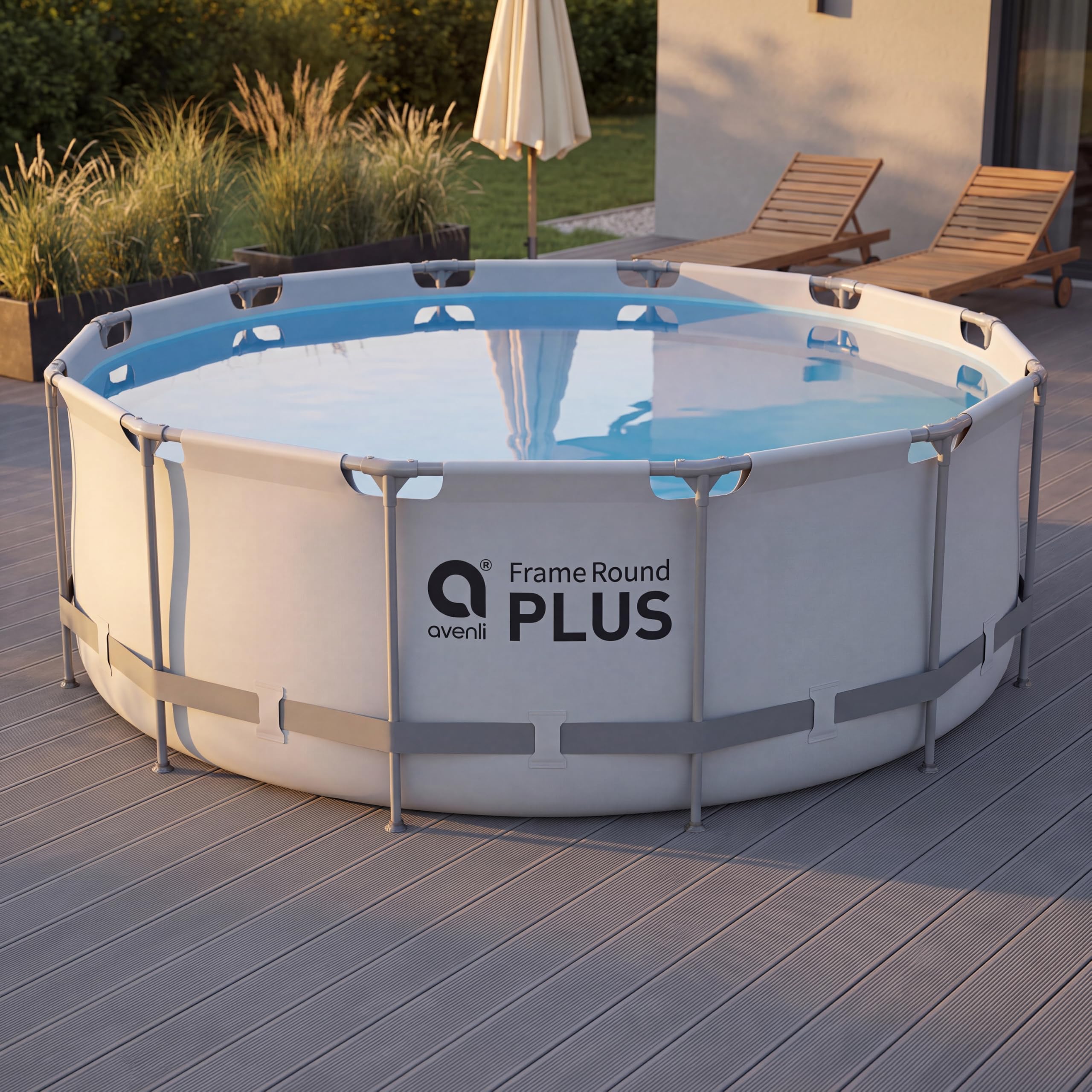 Avenli Frame Plus Pool 366x100 cm ohne Zubehör, grau Stahlrahmenpool rund, 8.816 L Aufstellpool Framepool Gartenpool Schwimmbecken Swimmingpool