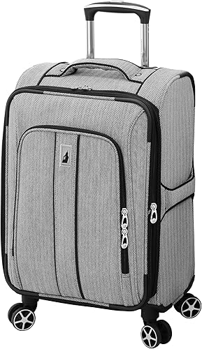 LONDON FOG Newcastle Softside - Equipaje giratorio expandible NEGRO BLANCO HERRINGBONE Newcastle Softside - Maleta giratoria expandible