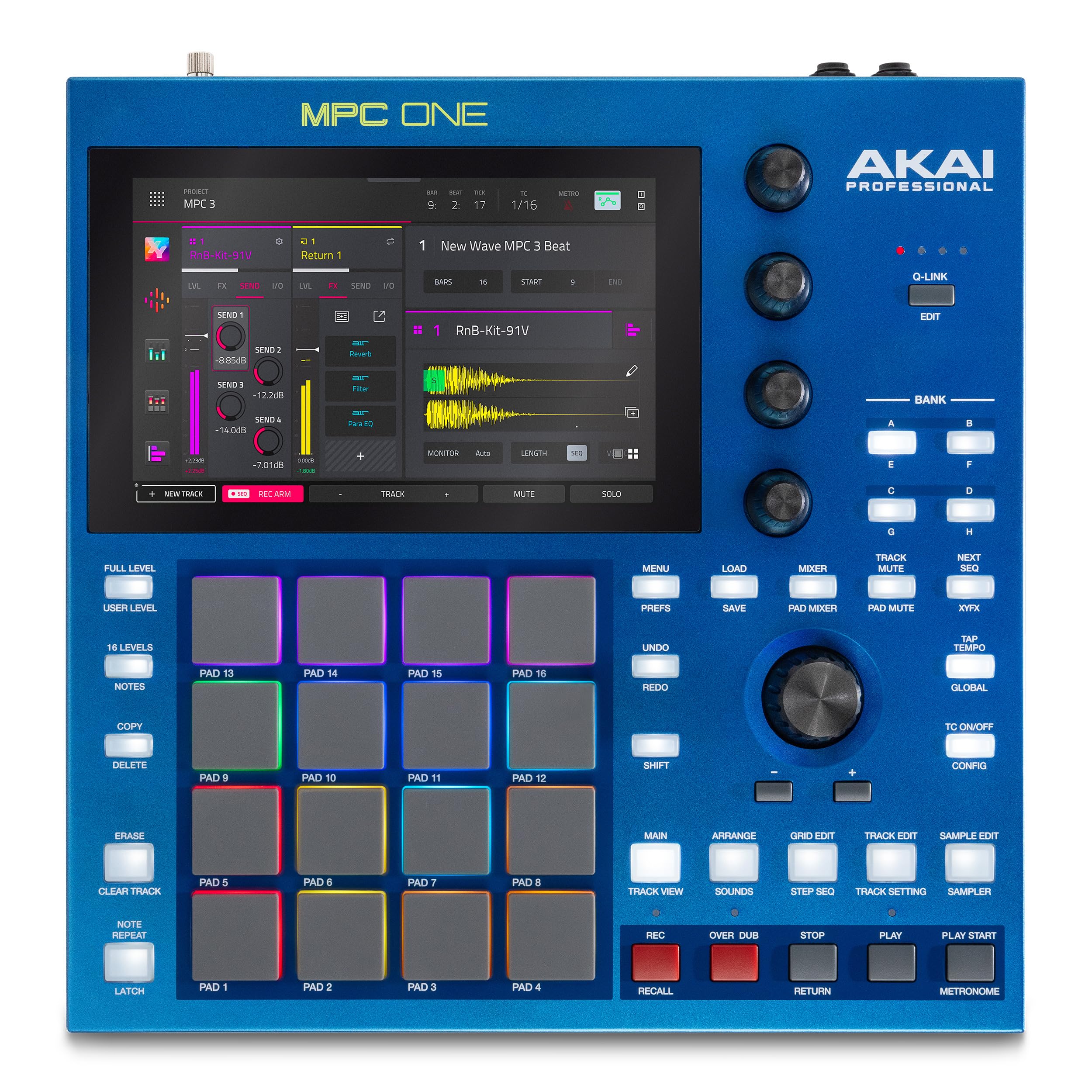 Akai Professional MPC One G2 Centro Producción Autónomo Next-Gen | Para beatmakers y productores, sampling, secuenciación y creación, con USB-C, 16 pads MPC, procesador 8 núcleos, 4GB RAM