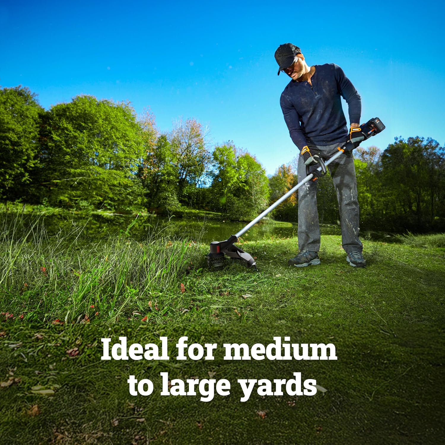 WORX Nitro Cordless String Trimmer, 15'' Electric Weed Eater with Dual-Exit Bump-Feed Head, 40V Electric Weed Wacker with Brushless Motor, 2 × 4.0 Ah Batteries & Charger Included, WG185
