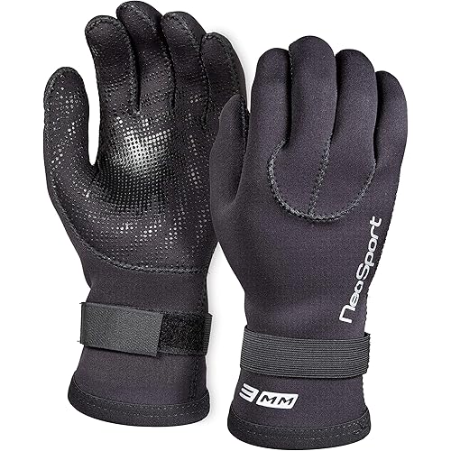 Neo Sport Men's and Women's 3MM & 5MM Premium Neoprene Wetsuit Gloves With Gator Elastic Wrist Band, Ideal For All Watersports, Diving, Boating, Cleaning Gutters, Pond & Aquarium Maintenance