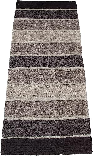 Chardin home Cordural Stripe - Alfombra de baño con parte inferior de látex antideslizante en aerosol, marrón beige, 24 pulgadas de ancho x 60