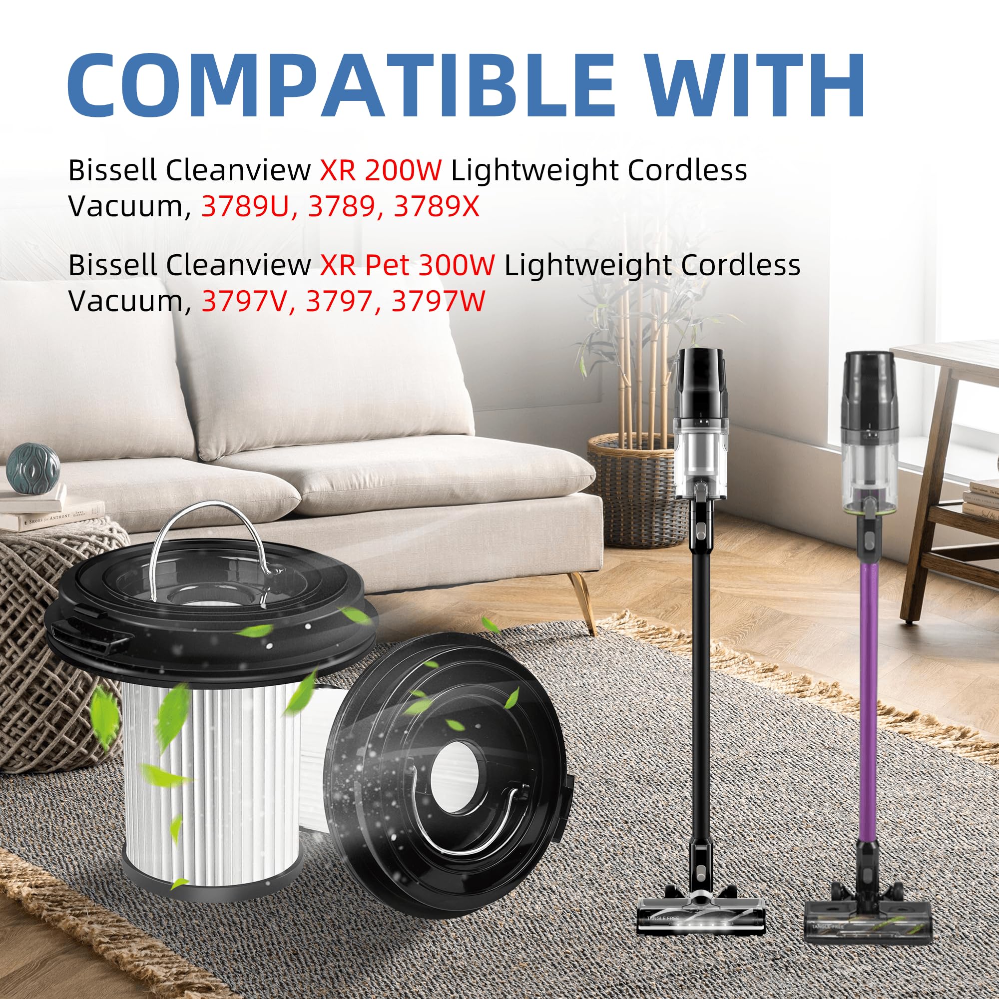 Filtri HEPA per Bissells Cleanview XR 200W Pet 300W Stick Cordless aspirapolvere