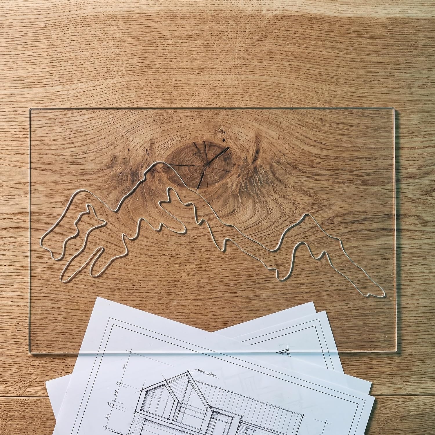 YARNOW Acrylic Router Template for Woodworking - Wood Mountain Inlay Templates - Reusable Charcuterie Board Stencils for Creating Unique Inlays in Signs