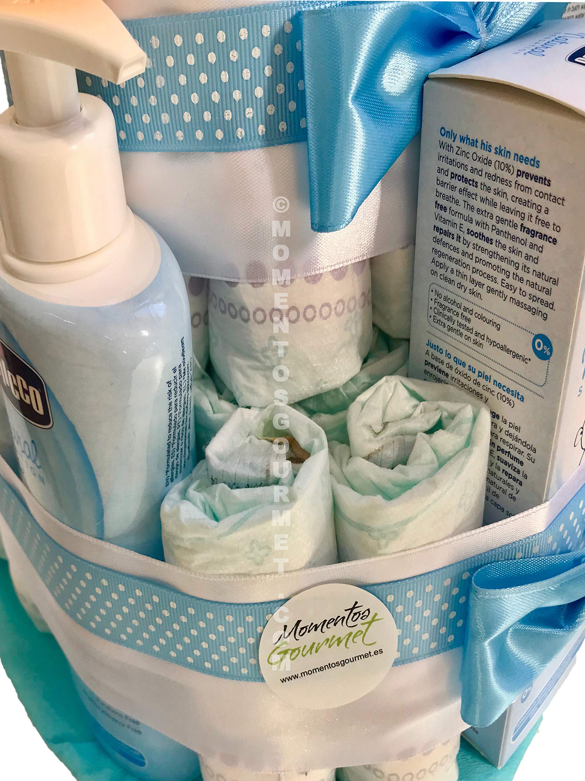 Tarta de pañales DODOT set baño productos (Talla 2 (3-6 kg)) by MomentosGourmet Añade tu dedicatoria personalizada. Regalo para bebé muy práctico. Cesta Canastilla recién nacido. Diaper Cake
