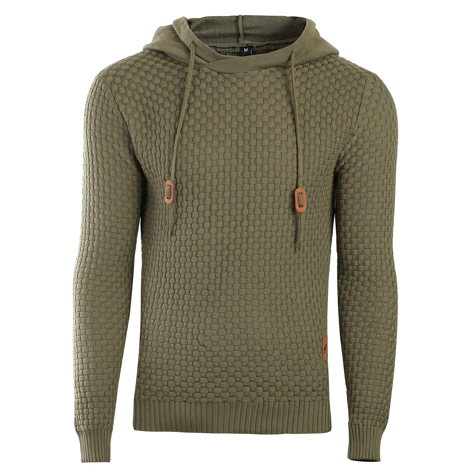 Genfien Sudadera con Capucha para Hombre Jersey con Capucha de Forro Deportiva Cuadros Jacquard de Punto Camisa de Entrenamiento Hoodie Casual Otoño Invierno
