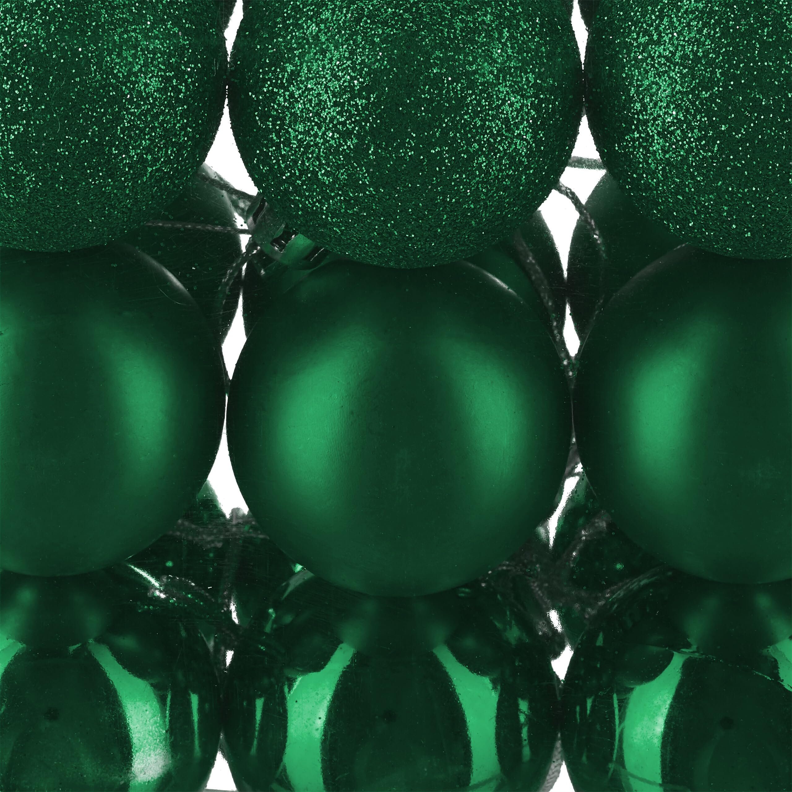 Relaxdays Set da 150 Palline di Natale, Addobbi Natalizi, Opache, Lucide, Glitterate, ∅ 3,4 e 6 cm, Decorazioni, Verde