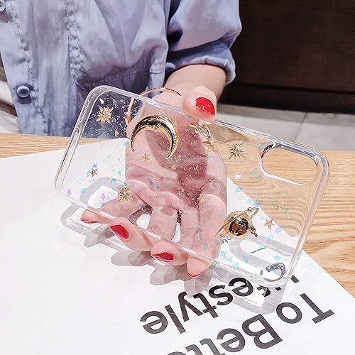 Miniatura 3 de Funda para iPhone Xs Max con purpurina de planeta brillante con espacio brillante, luna, estrella, universo, TPU suave, silicona a prueba de golpes,