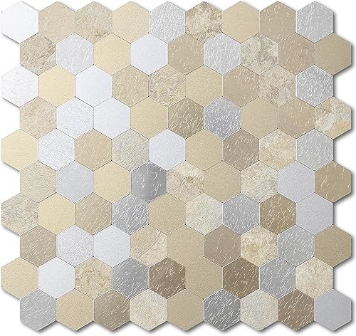 Miniatura 8 de BeNice Pelar y pegar para azulejos hexagonales de cocina, azulejos adhesivos para cocina, azulejos adhesivos de pared para azulejos de metal 3D, 5