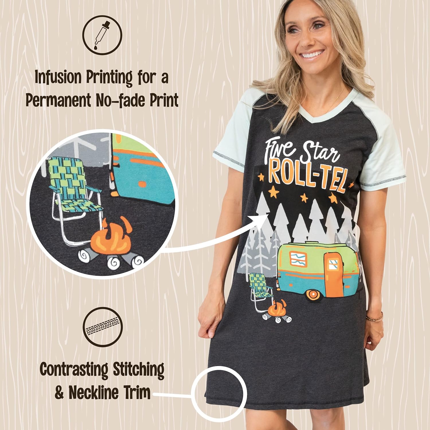 Lazy One Women's Nightgown, Funny V-Neck Sleep Shirt for Women, Novelty Pajama Shirts - Image 5