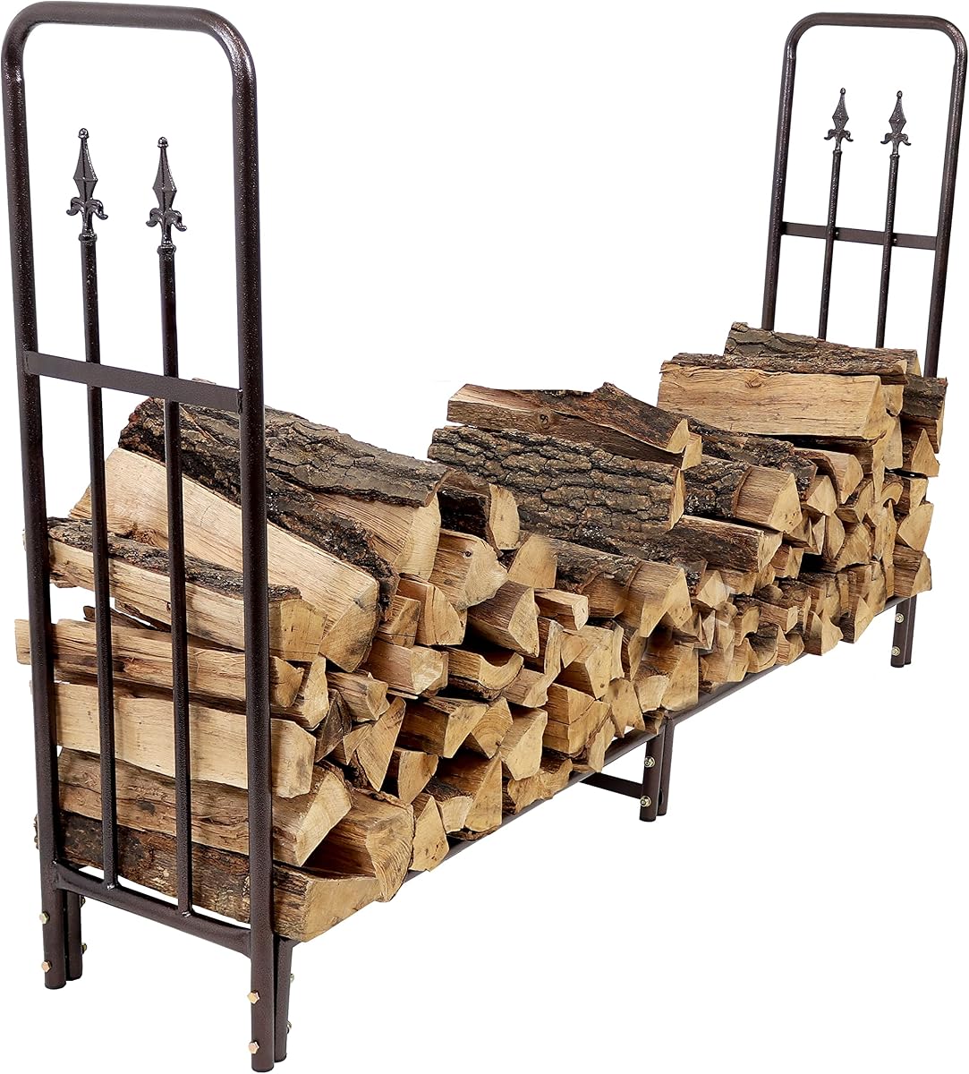 Sunnydaze Decorative 6-Foot Firewood Log Rack, Bronze | Powder-Coated Steel Wood Storage Holder for Indoor or Outdoor Fireplaces and Fire Pits