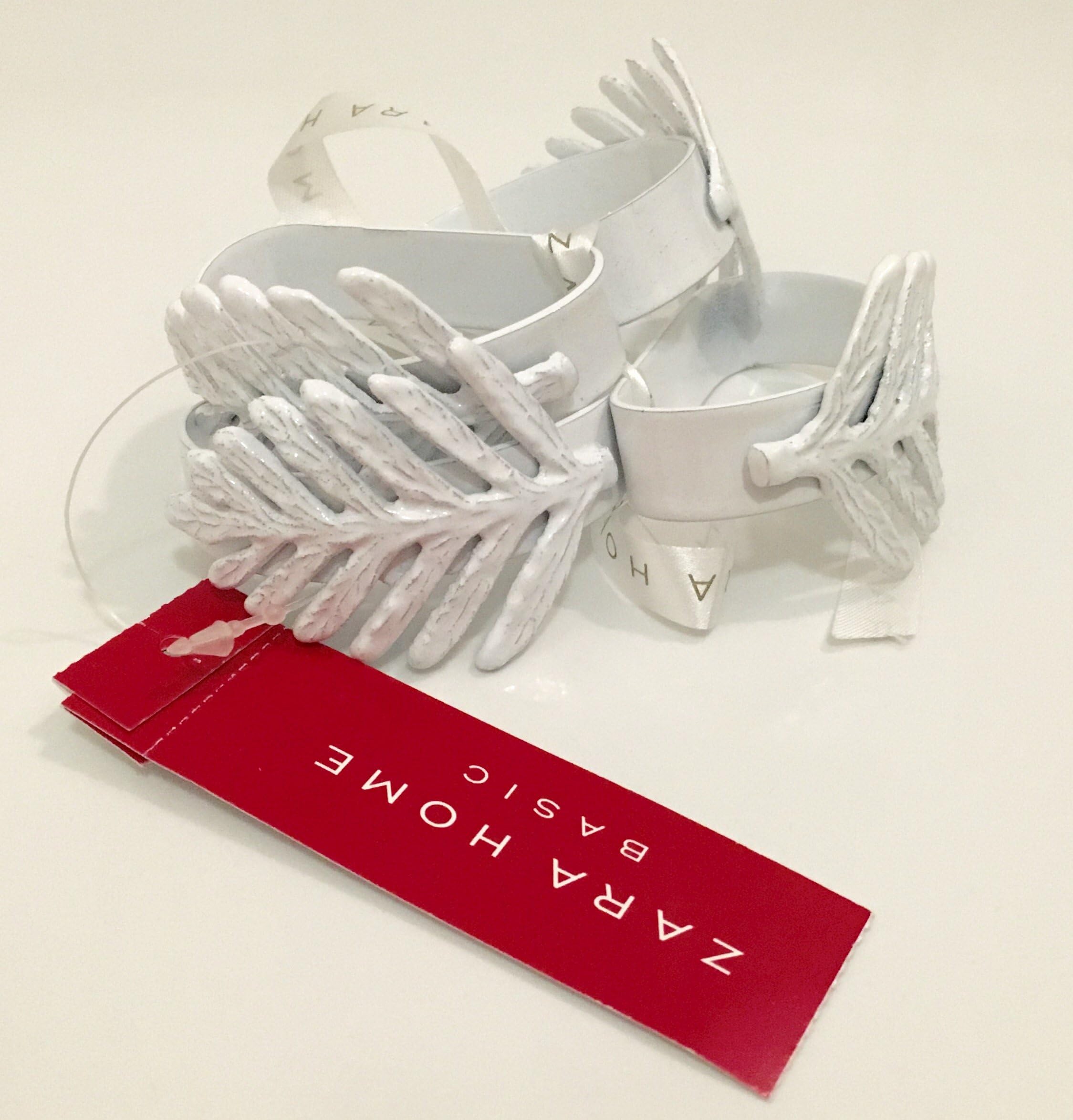 Zara Home Napkin Rings Set of 4 'Leaf' White