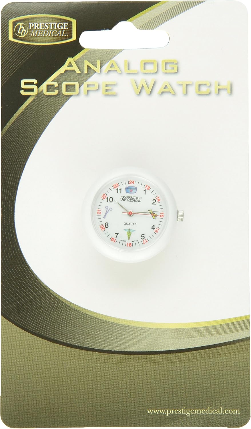 ❤ Crazy Deals Prestige Medical Analog Stethoscope Watch with Medical Symbols, White