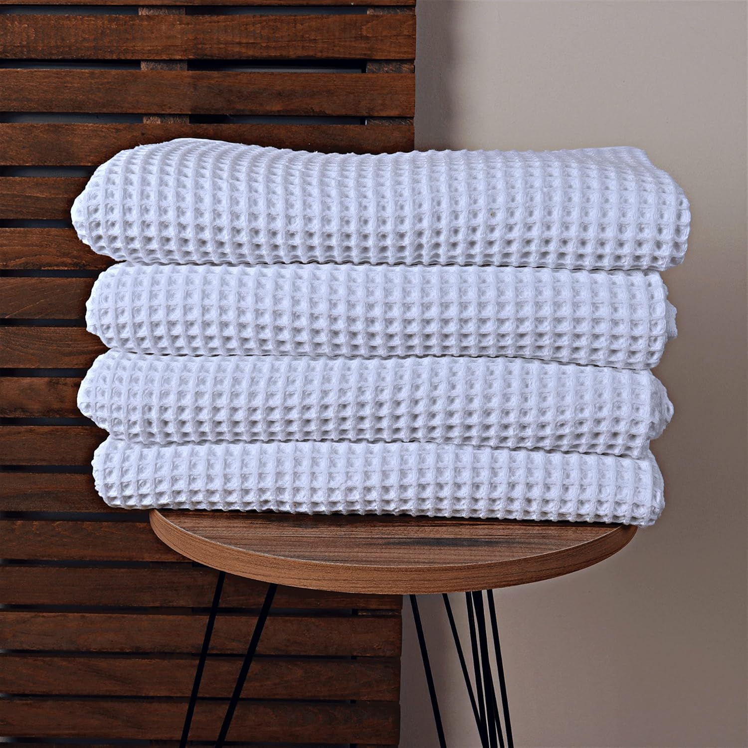 Püskül 4 Pieces Waffle Weave Bath Towels Sets for Bathroom Organic Quick Dry