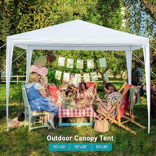 Miniatura 2 de Tienda de campaña para fiestas al aire libre de 10 x 10 pies, tienda de campaña con toldo para fiestas, tienda de campaña blanca con clavos y