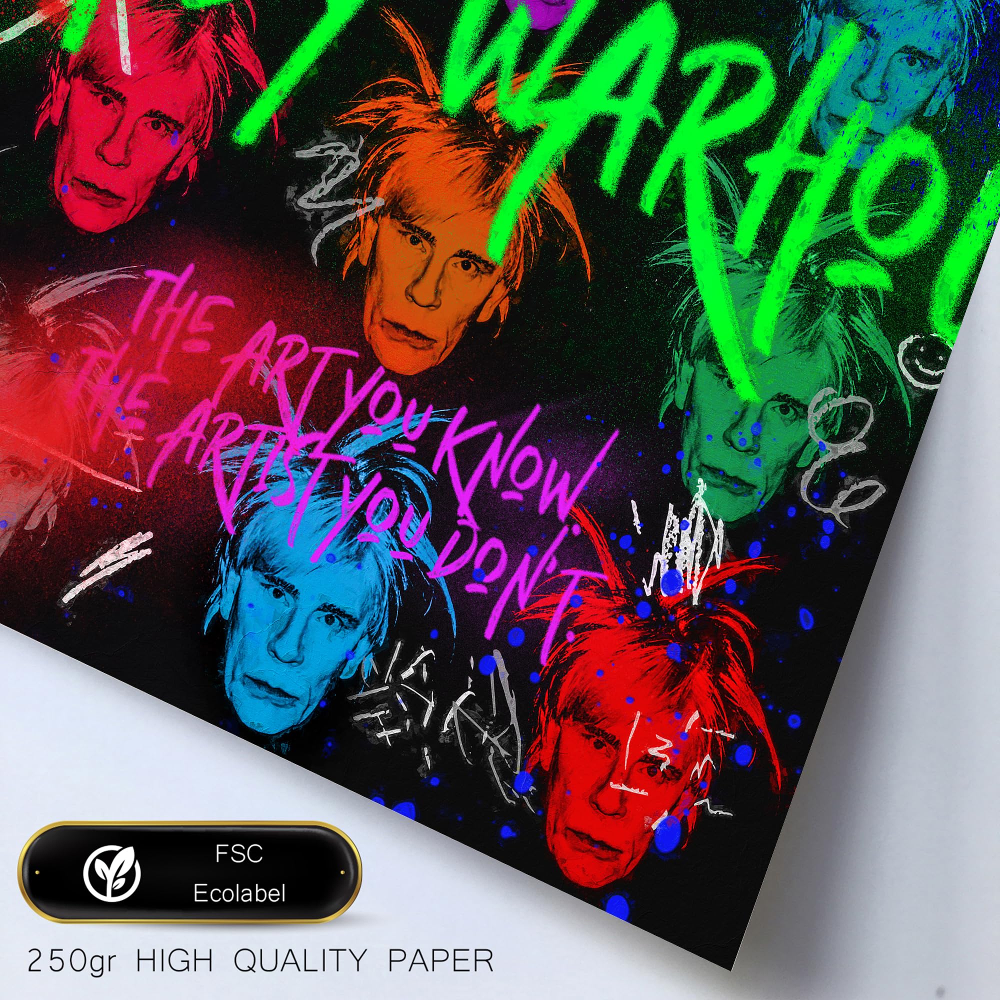 Nacnic Set of 6 Iconic Andy Warhol Grafitti Pop Posters with design illustration to decorate the walls of home. Rooms, office - Image 2