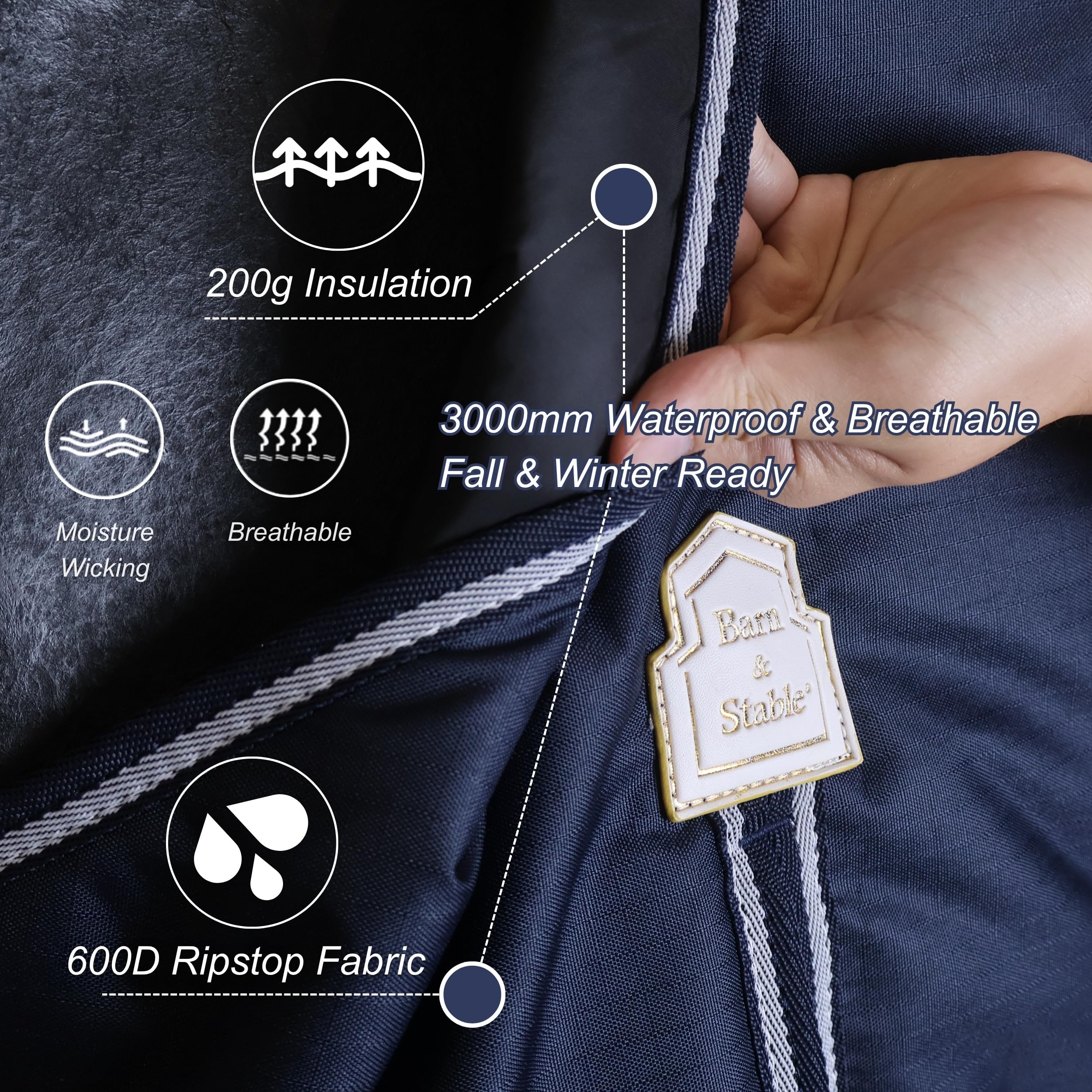 600Denier 3000mm/3000mvp Super Impermeabile & Coperte traspiranti del cavallo per l'inverno
