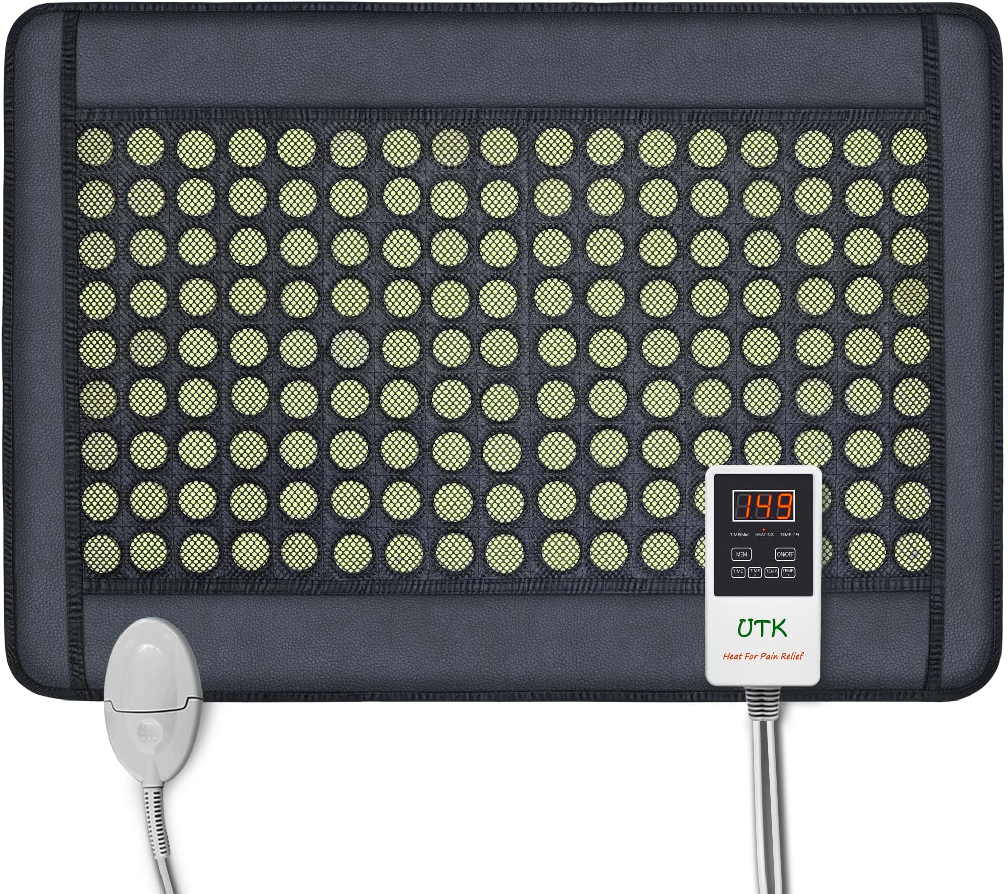 UTK Upgrade Far Infrared Heating Pad for Back, 5X Deeper Pain Relief Pure Jade Heating Pad with 153 Natural Jades, Hotter to 149℉, Weighted Electric Mat with Larger Heat Area, 4H Auto-Off, 31"x 21"
