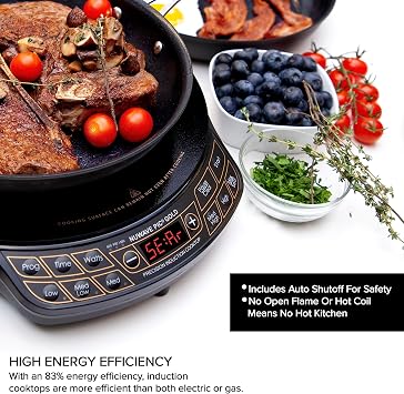 Nuwave Precision Induction Cooktop Gold, 96 Temp Settings 100F to 575F