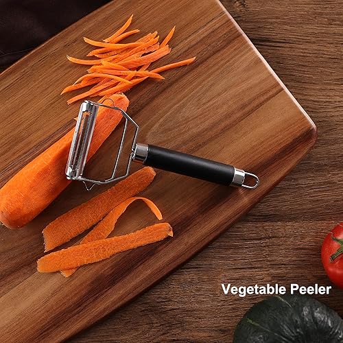 Miniatura 6 de ROMANTICIST Juego de cuchillos de cocina, 10 cuchillos de acero inoxidable de alto carbono con bloque, juego de bloques de cuchillos negros, juego