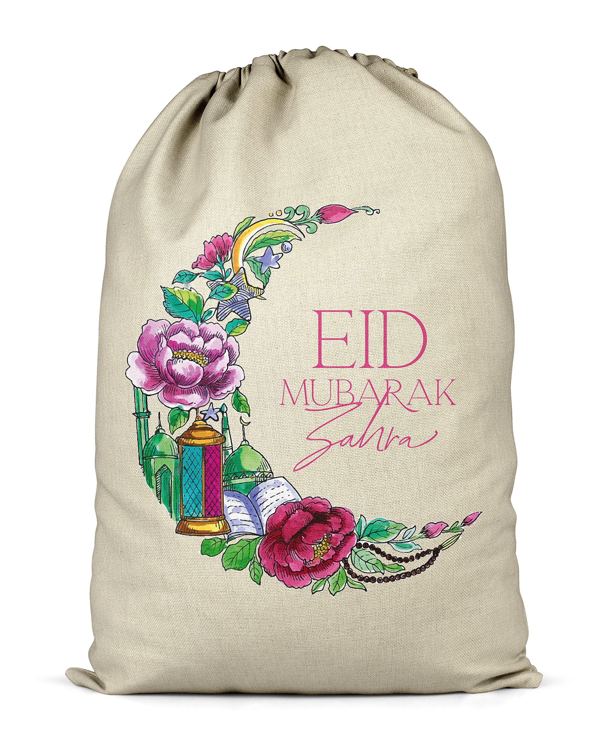 Shopagift Personalised Eid Mubarak Sack Islam Moon Muslim Gift Bag for Presents X-Large 70cm x 50cm