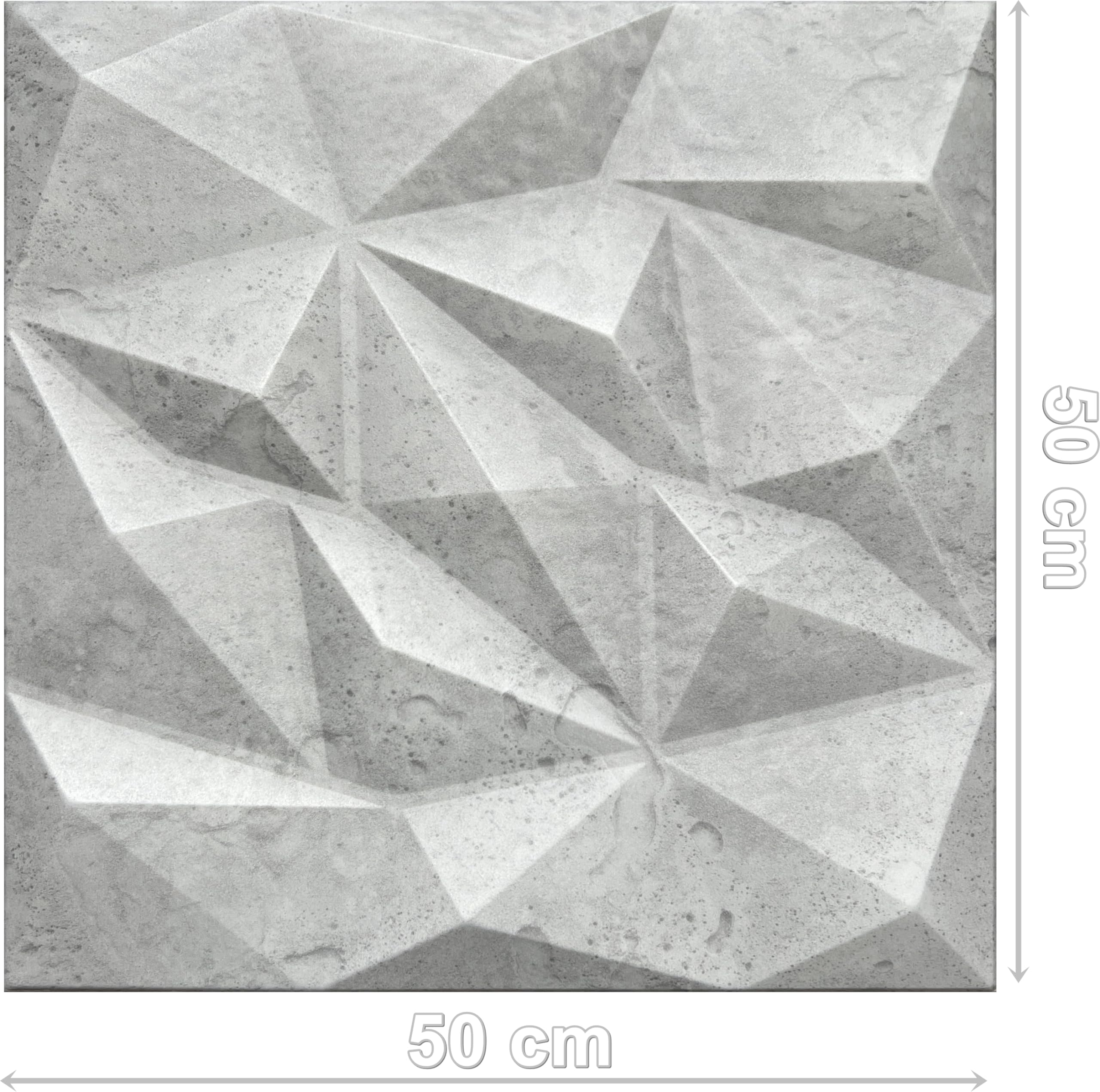 Deccart Pannelli Decorativi Per Pareti 3D - Pannelli Murali - Pannello Decorativo Parete - Polystyrène PSE - 50x50 cm Brylant 2 m², 8 pezzi, Cemento