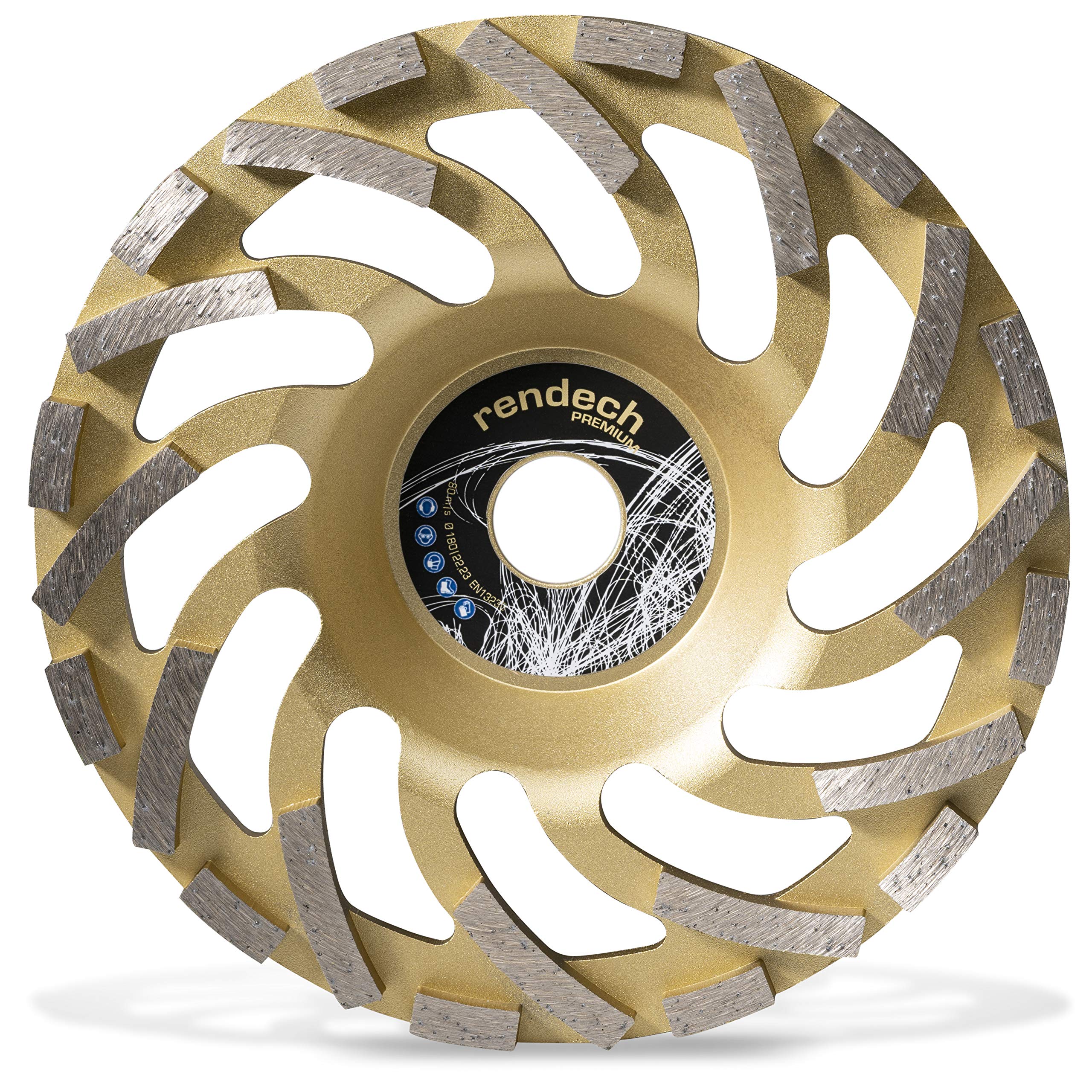 Rendech® – Cabezal de lijado 180 mm Oro Calidad Profesional para hormigón, adhesivo para baldosas