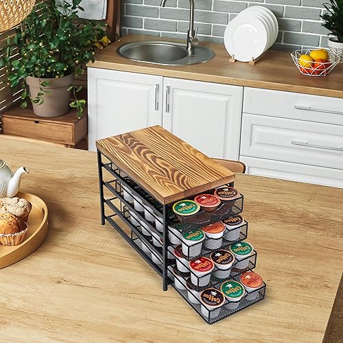 Miniatura 2 de Soporte para cajones de cápsulas de café para taza K, organizador de cajones de cápsulas de café de 4 niveles, no requiere montaje, soporte para