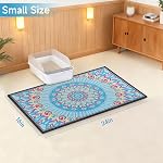 Cat Litter Mat, 60 x 40cm Box mat, Traps 100% Litter, Non-Slip Kitty Litter Trapping mats, Small Cute Litter mat, Easy Clean for Scatter Control, Bohe cat Food mat, Urine Waterproof