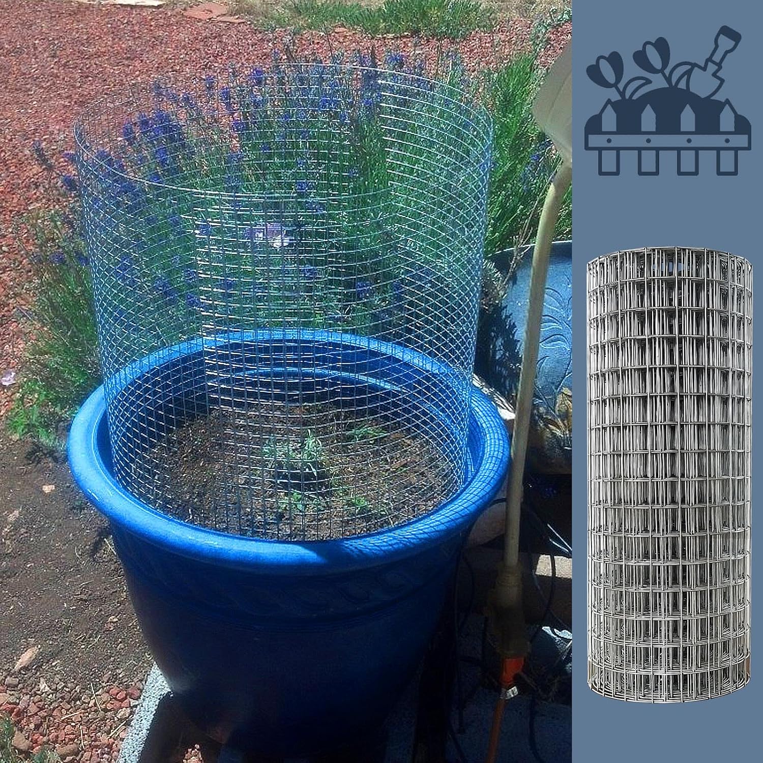 Galvanized Welded Wire Mesh Garden Economy Fence 16 Inch x 25 Foot-1 Inch x 1 Inch 16GA