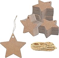 Vista 6 de 200 etiquetas de regalo de papel kraft negro con hilo de yute natural de 100 pies para embalaje de manualidades, la etiqueta mide 2.4 pulgadas