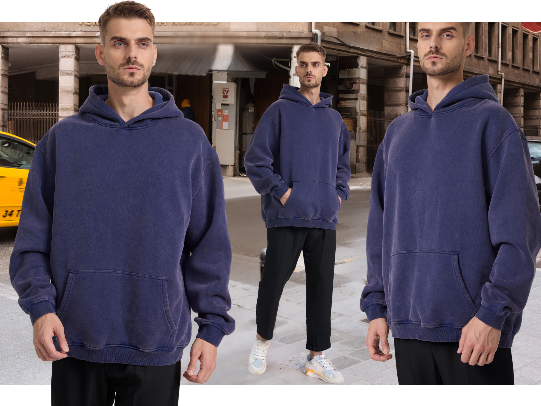 Buy Dnzzs Men's Oversized Hoodie Unisex Acid Wash Athletic Hoodie Heavyweight Fleece Pullover Sweatshirts Vintage Streetwear, Black, L At