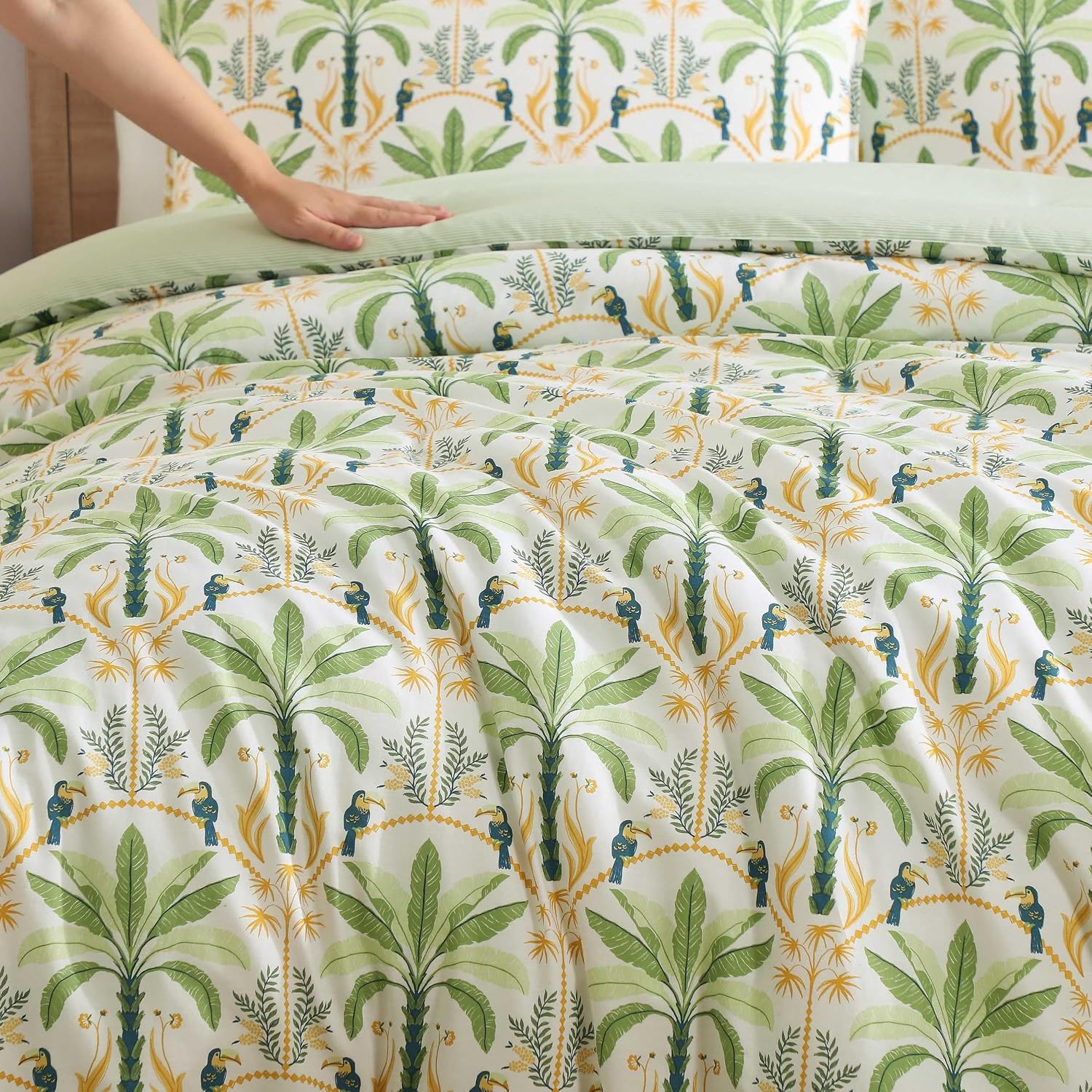 Tommy Bahama - King Comforter Set, 100% Soft Cotton Bed Set for Year Round Comfort, Coastal Bedding with Matching Pillowcases (Mystic Palms Green)