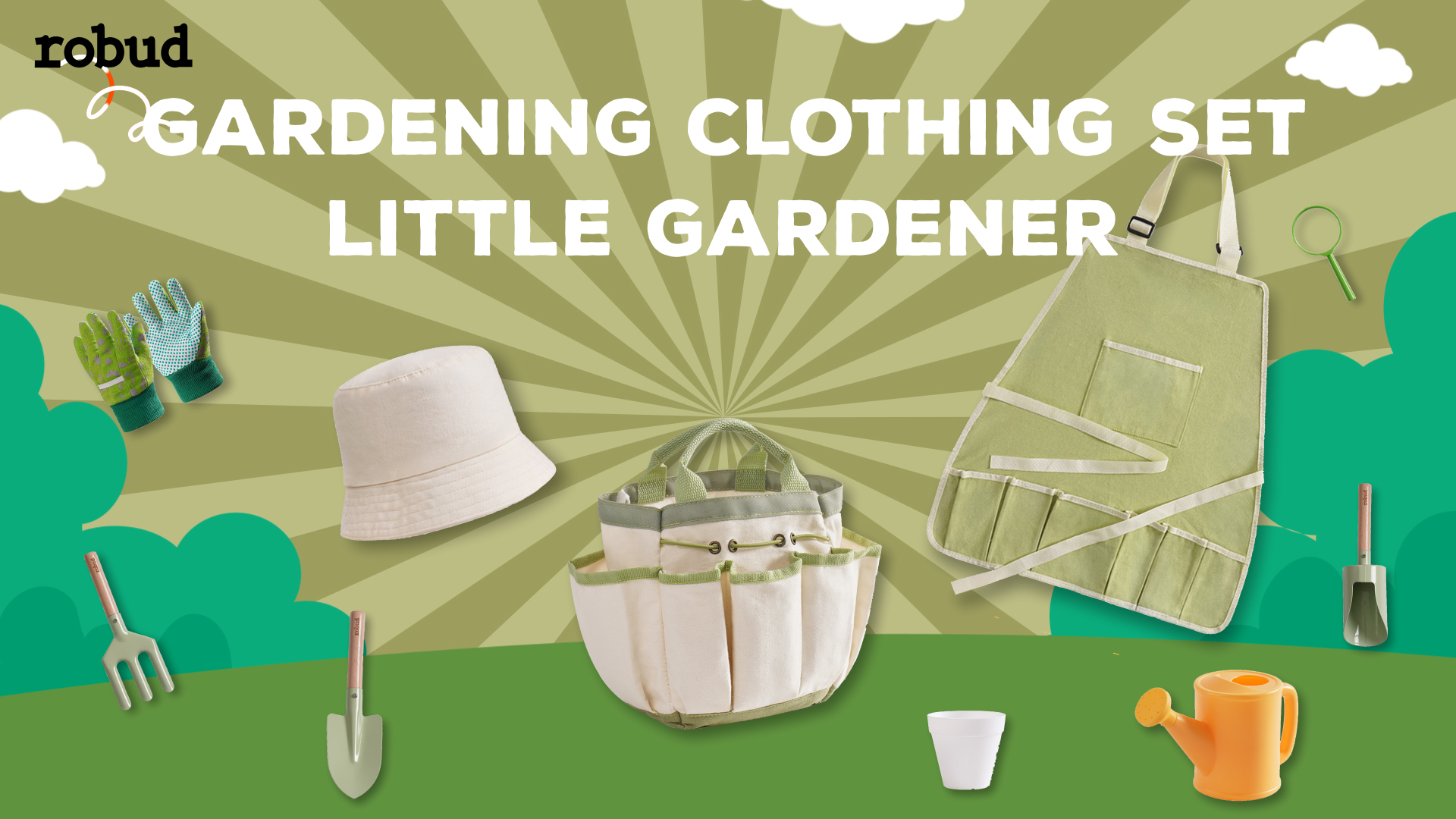 Kit Jardinage Enfant 18 Pièces ROBUD - Avec Outils, Tablier, Gants, Arrosoir - Jouet éducatif Extérieur 3 Ans Et + - 9