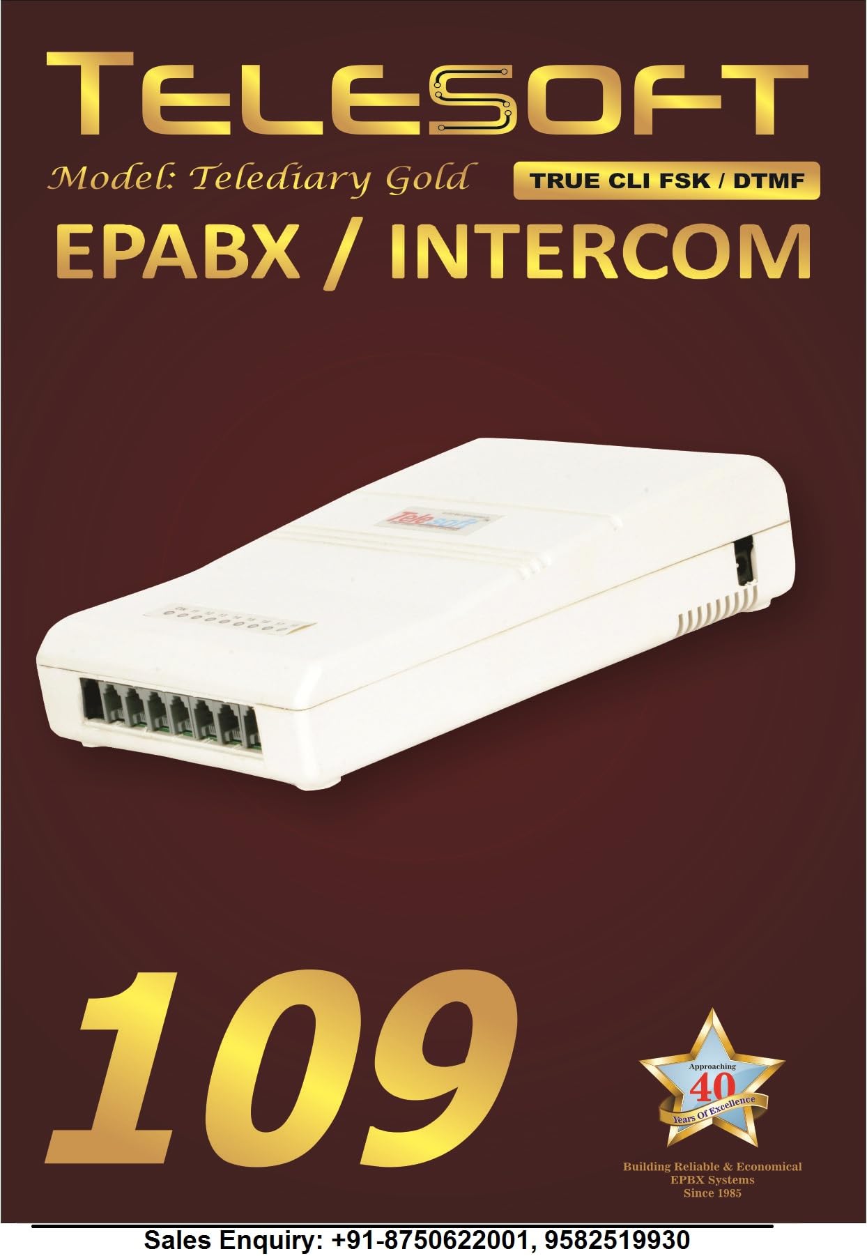TDX-108+ EPABX Intercom System, 1 CO Line, 9 Intercom Extensions, Wired Telephone Exchange for Office, Hotel, Shop, Reception, Clinic, Warehouse-image-0
