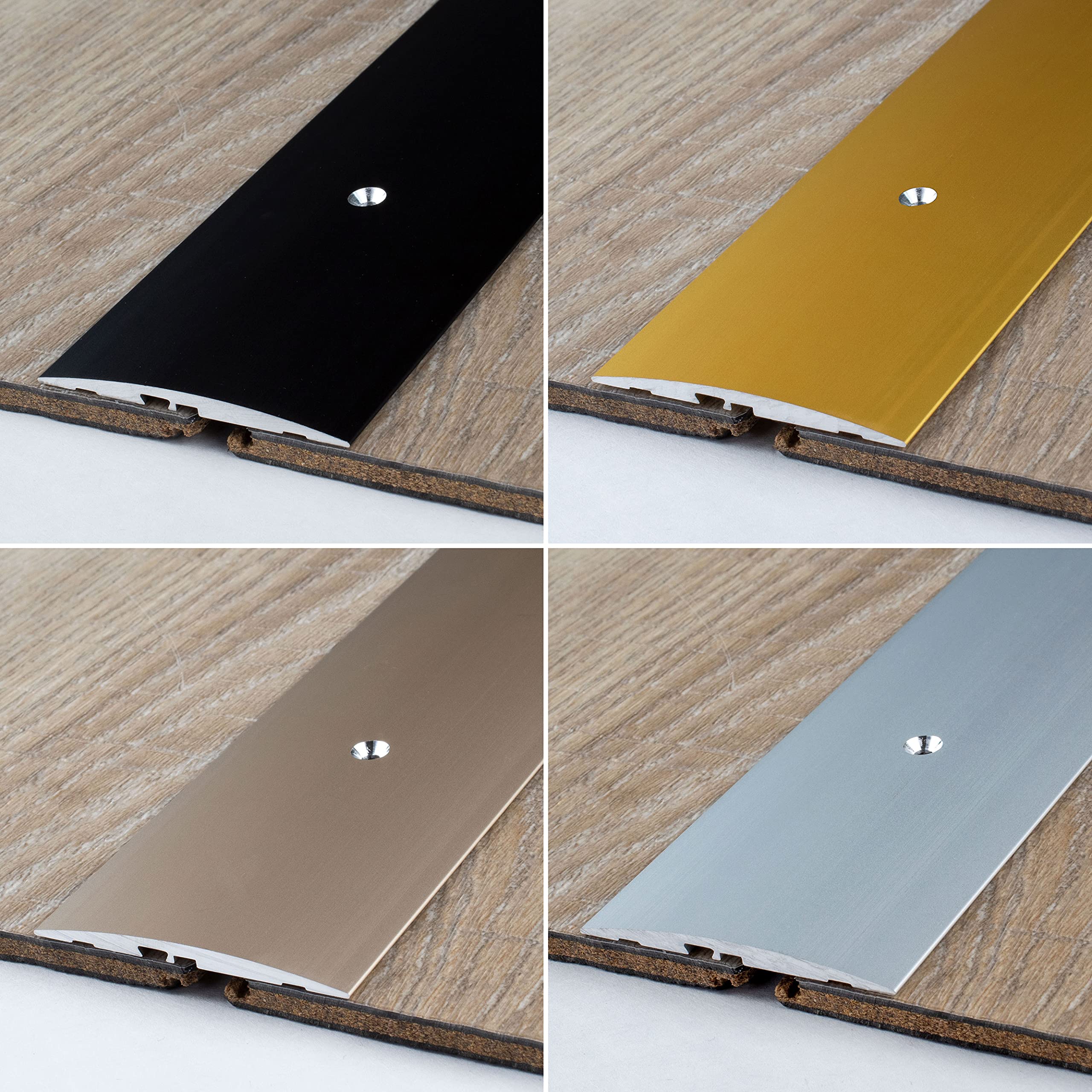 PROVISTON barre de seuil | Aluminium anodisé | Argent | Largeur 58 mm | Hauteur 4 mm | Longueur 1000 mm | À visser | Barre de seuil rattrapage | 1 pièce