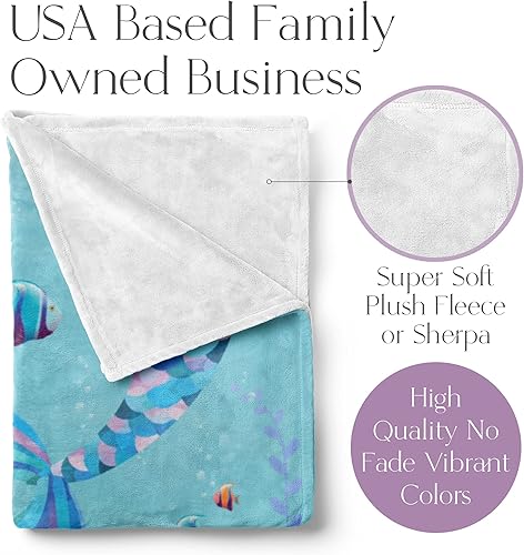 Miniatura 2 de Manta personalizada de sirena para niñas  Unicornio para niños  Forro polar personalizado de unicornios para niños pequeños  Mantas de arrullo