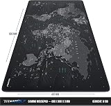 CSL-Computer Titanwolf Tapis de souris XXL Speed Gaming – 900 x 400 mm – XXL – Sous-main de table grande taille – Améliore la précision et la vitesse – Antidérapant – Carte du monde Motif tête de loup - 2