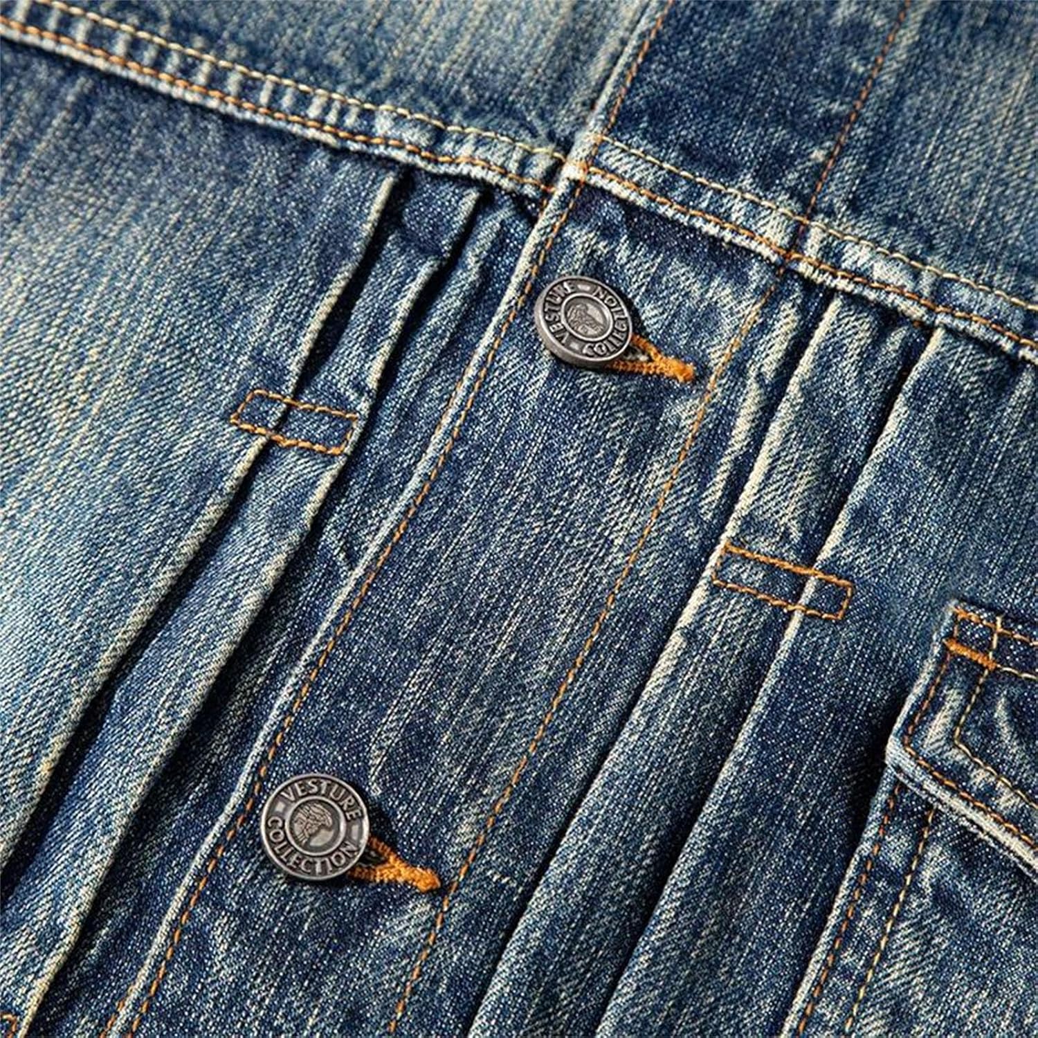 Men's Washed Denim Jacket Nostalgic Retro Loose Fit Single Breasted Casual Outerwear Jean Coat